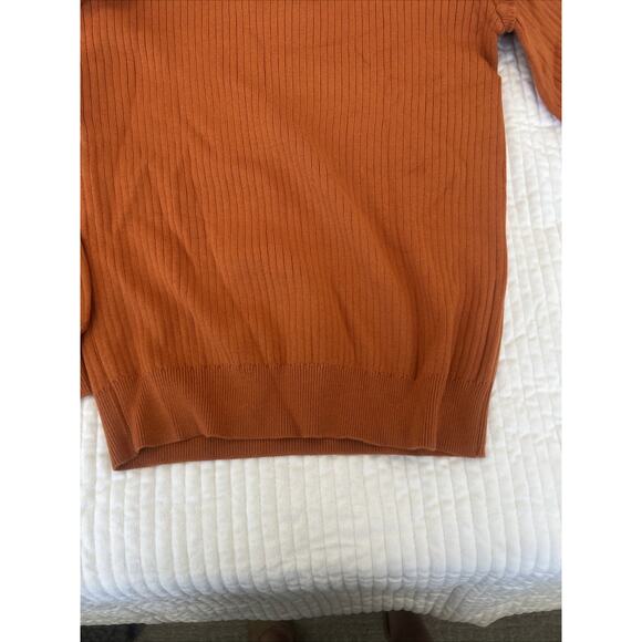 Deep Self Sweater Womens Medium Ruffled Shoulder Peasant Sleeve Ribbed Small - Picture 9 of 12